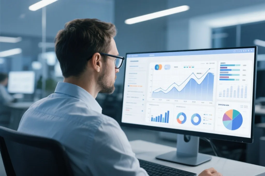 数据分析师正在分析图表